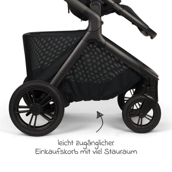 Nuna Poussette DEMI icon jusqu'à 22 kg avec panier de rangement, siège toutes saisons, guidon réglable en hauteur, pare-soleil, adaptateurs et protection pluie inclus - Caviar