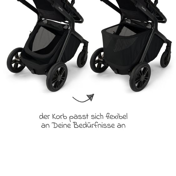 Nuna Poussette DEMI icon jusqu'à 22 kg avec panier de rangement, siège toutes saisons, guidon réglable en hauteur, pare-soleil, adaptateurs et protection pluie inclus - Caviar
