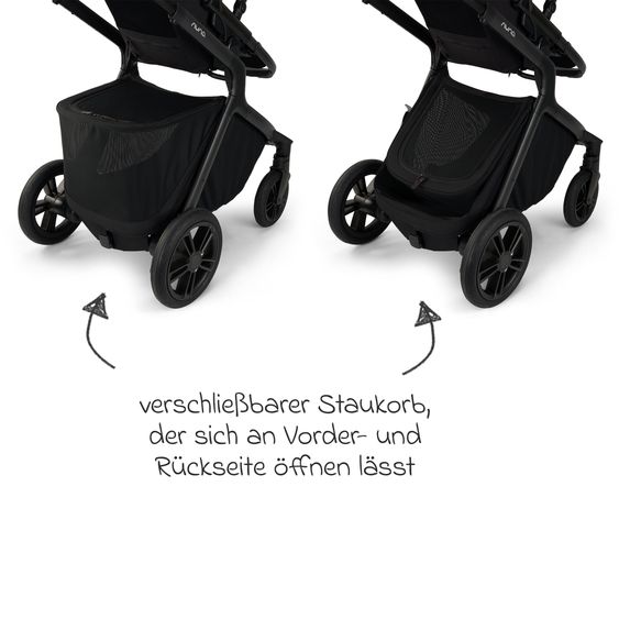 Nuna Poussette DEMI icon jusqu'à 22 kg avec panier de rangement, siège toutes saisons, guidon réglable en hauteur, pare-soleil, adaptateurs et protection pluie inclus - Caviar