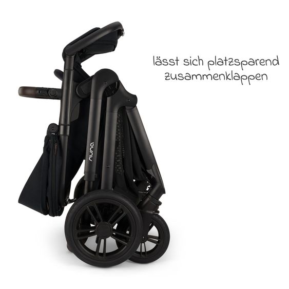 Nuna Poussette DEMI icon jusqu'à 22 kg avec panier de rangement, siège toutes saisons, guidon réglable en hauteur, pare-soleil, adaptateurs et protection pluie inclus - Caviar