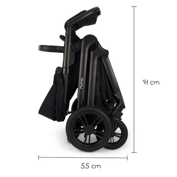 Nuna Poussette DEMI icon jusqu'à 22 kg avec panier de rangement, siège toutes saisons, guidon réglable en hauteur, pare-soleil, adaptateurs et protection pluie inclus - Caviar