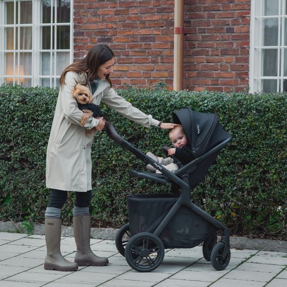 Nuna Poussette DEMI icon jusqu'à 22 kg avec panier de rangement, siège toutes saisons, guidon réglable en hauteur, pare-soleil, adaptateurs et protection pluie inclus - Caviar