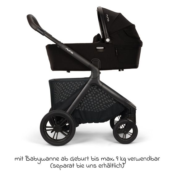 Nuna Poussette DEMI icon jusqu'à 22 kg avec panier de rangement, siège toutes saisons, guidon réglable en hauteur, pare-soleil, adaptateurs et protection pluie inclus - Caviar