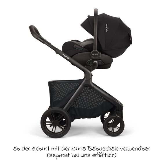 Nuna Poussette DEMI icon jusqu'à 22 kg avec panier de rangement, siège toutes saisons, guidon réglable en hauteur, pare-soleil, adaptateurs et protection pluie inclus - Caviar