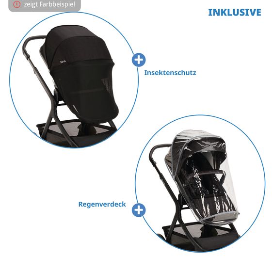 Nuna Poussette DEMI icon jusqu'à 22 kg avec panier de rangement, siège toutes saisons, guidon réglable en hauteur, pare-soleil, adaptateurs et protection pluie inclus - Caviar
