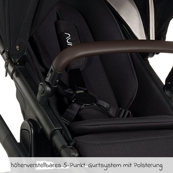 Nuna Poussette DEMI icon jusqu'à 22 kg avec panier de rangement, siège toutes saisons, guidon réglable en hauteur, pare-soleil, adaptateurs et protection pluie inclus - Caviar