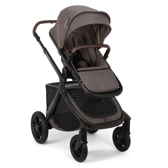 Nuna Poussette DEMI icon jusqu'à 22 kg avec panier de rangement, siège toutes saisons, guidon réglable en hauteur, pare-soleil, adaptateurs et protection pluie inclus - Châtaigne