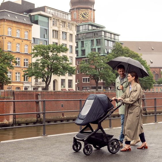 Nuna Buggy e Passeggino sportivo DEMI next bis 22 kg con Rider Board, chiusura magnetica della cintura, sedile Allwetter reversibile, maniglione regolabile in altezza, protezione visiva integrata incl. adattatore e copertura antipioggia - Caviar