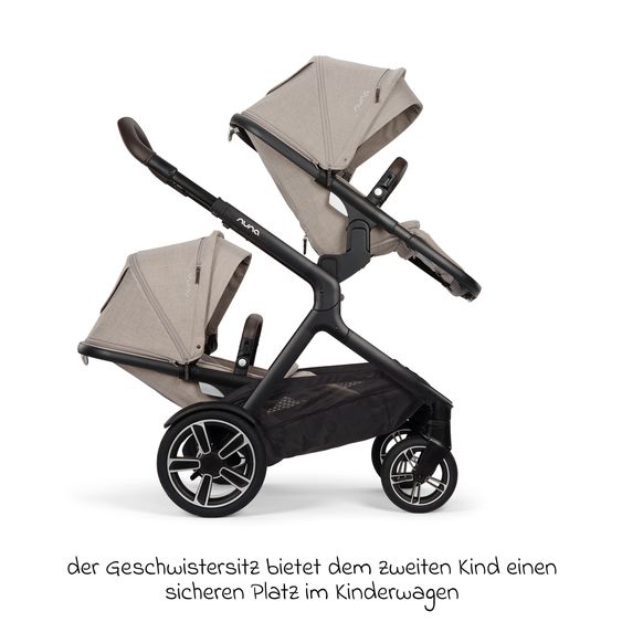 Nuna Buggy e Passeggino sportivo DEMI next bis 22 kg con Rider Board, chiusura magnetica della cintura, sedile Allwetter reversibile, maniglione regolabile in altezza, protezione visiva integrata incl. adattatore e copertura antipioggia - Chateau