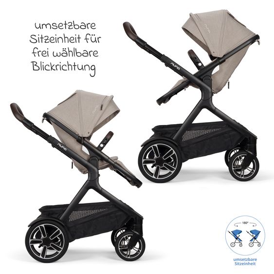 Nuna Buggy e Passeggino sportivo DEMI next bis 22 kg con Rider Board, chiusura magnetica della cintura, sedile Allwetter reversibile, maniglione regolabile in altezza, protezione visiva integrata incl. adattatore e copertura antipioggia - Chateau