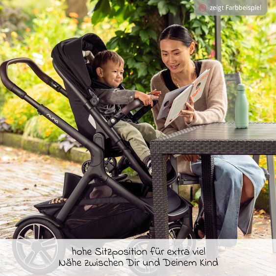 Nuna Buggy e Passeggino sportivo DEMI next bis 22 kg con Rider Board, chiusura magnetica della cintura, sedile Allwetter reversibile, maniglione regolabile in altezza, protezione visiva integrata incl. adattatore e copertura antipioggia - Chateau