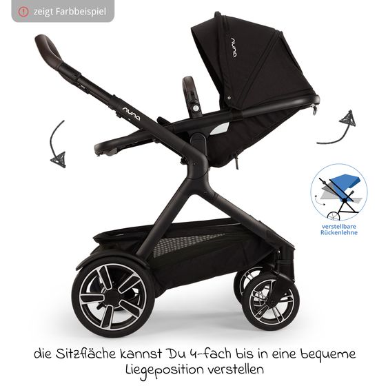 Nuna Buggy e Passeggino sportivo DEMI next bis 22 kg con Rider Board, chiusura magnetica della cintura, sedile Allwetter reversibile, maniglione regolabile in altezza, protezione visiva integrata incl. adattatore e copertura antipioggia - Chateau