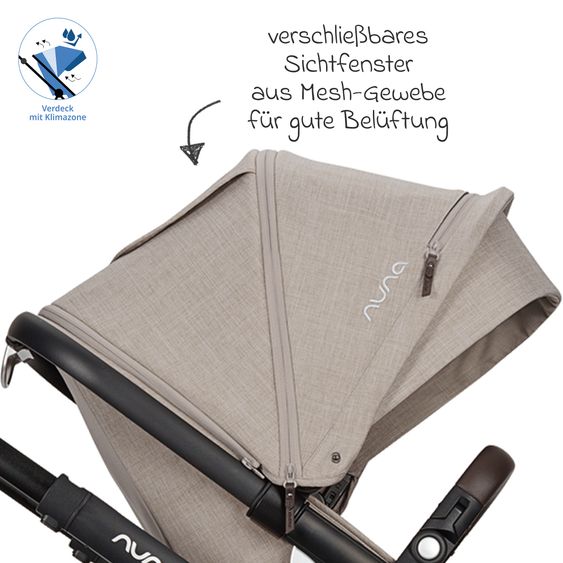 Nuna Buggy e Passeggino sportivo DEMI next bis 22 kg con Rider Board, chiusura magnetica della cintura, sedile Allwetter reversibile, maniglione regolabile in altezza, protezione visiva integrata incl. adattatore e copertura antipioggia - Chateau
