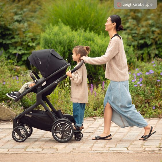 Nuna Buggy e Passeggino sportivo DEMI next bis 22 kg con Rider Board, chiusura magnetica della cintura, sedile Allwetter reversibile, maniglione regolabile in altezza, protezione visiva integrata incl. adattatore e copertura antipioggia - Chateau