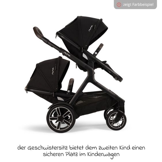 Nuna Buggy e Passeggino sportivo DEMI next bis 22 kg con Rider Board, chiusura magnetica della cintura, sedile Allwetter reversibile, maniglione regolabile in altezza, protezione visiva integrata incl. adattatore e copertura antipioggia - Cosmopolitan