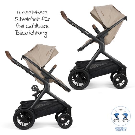 Nuna Buggy e Passeggino sportivo DEMI next bis 22 kg con Rider Board, chiusura magnetica della cintura, sedile Allwetter reversibile, maniglione regolabile in altezza, protezione visiva integrata incl. adattatore e copertura antipioggia - Cosmopolitan