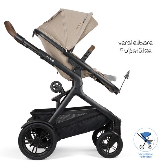 Nuna Buggy e Passeggino sportivo DEMI next bis 22 kg con Rider Board, chiusura magnetica della cintura, sedile Allwetter reversibile, maniglione regolabile in altezza, protezione visiva integrata incl. adattatore e copertura antipioggia - Cosmopolitan