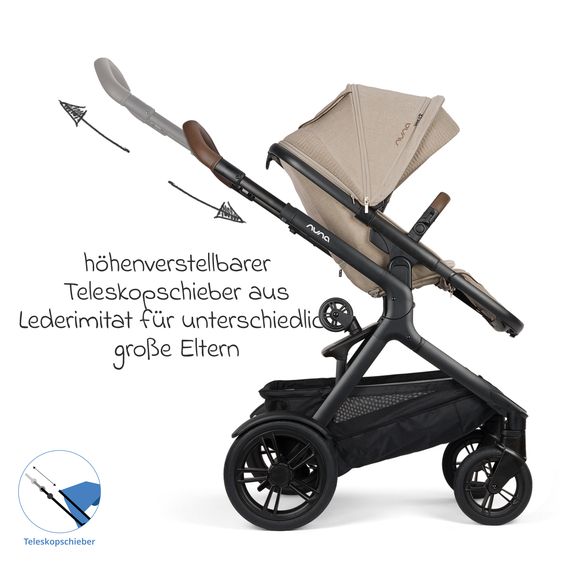 Nuna Buggy e Passeggino sportivo DEMI next bis 22 kg con Rider Board, chiusura magnetica della cintura, sedile Allwetter reversibile, maniglione regolabile in altezza, protezione visiva integrata incl. adattatore e copertura antipioggia - Cosmopolitan