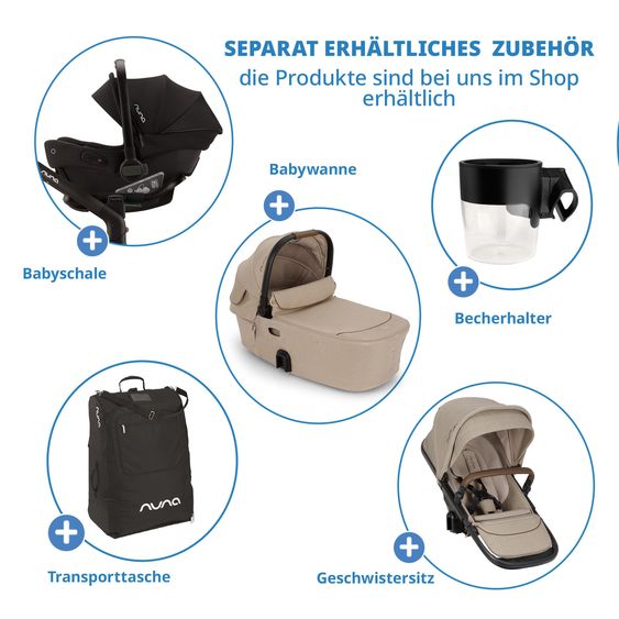 Nuna Buggy e Passeggino sportivo DEMI next bis 22 kg con Rider Board, chiusura magnetica della cintura, sedile Allwetter reversibile, maniglione regolabile in altezza, protezione visiva integrata incl. adattatore e copertura antipioggia - Cosmopolitan