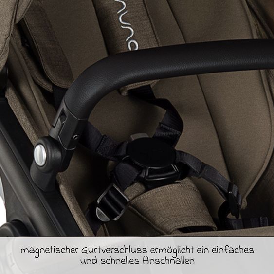 Nuna Buggy e Passeggino sportivo DEMI next bis 22 kg con Rider Board, chiusura magnetica della cintura, sedile Allwetter reversibile, maniglione regolabile in altezza, protezione visiva integrata incl. adattatore e copertura antipioggia - Pistacchio