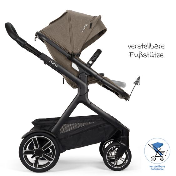 Nuna Buggy e Passeggino sportivo DEMI next bis 22 kg con Rider Board, chiusura magnetica della cintura, sedile Allwetter reversibile, maniglione regolabile in altezza, protezione visiva integrata incl. adattatore e copertura antipioggia - Pistacchio