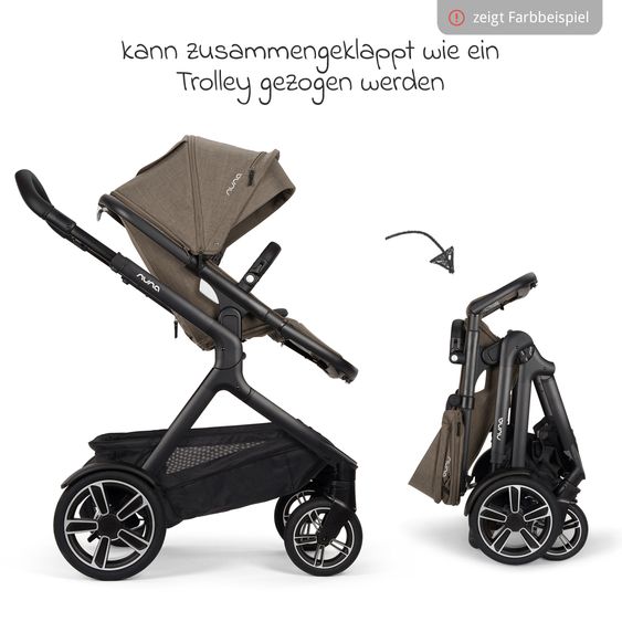 Nuna Buggy e Passeggino sportivo DEMI next bis 22 kg con Rider Board, chiusura magnetica della cintura, sedile Allwetter reversibile, maniglione regolabile in altezza, protezione visiva integrata incl. adattatore e copertura antipioggia - Pistacchio