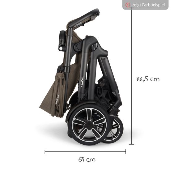 Nuna Buggy e Passeggino sportivo DEMI next bis 22 kg con Rider Board, chiusura magnetica della cintura, sedile Allwetter reversibile, maniglione regolabile in altezza, protezione visiva integrata incl. adattatore e copertura antipioggia - Pistacchio