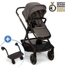 Buggy e Passeggino sportivo DEMI next bis 22 kg con Rider Board, chiusura magnetica della cintura, sedile Allwetter reversibile, maniglione regolabile in altezza, protezione visiva integrata incl. adattatore e copertura antipioggia - Thunder