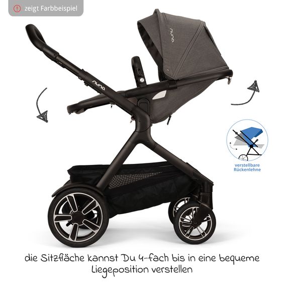 Nuna Buggy e Passeggino sportivo DEMI next bis 22 kg con Rider Board, chiusura magnetica della cintura, sedile Allwetter reversibile, maniglione regolabile in altezza, protezione visiva integrata incl. adattatore e copertura antipioggia - Thunder