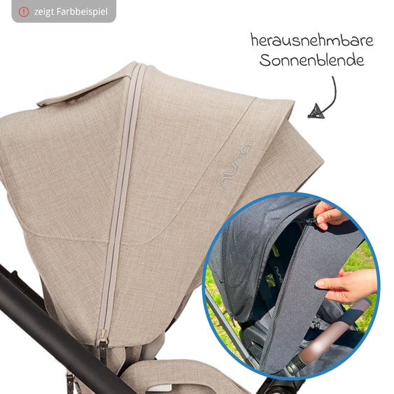 Nuna Buggy & Sportwagen MIXX next bis 22 kg mit magnetischem Gurtverschluss, umsetzbarem Allwettersitz, höhenverstellbarem Schieber, integrierter Sichtschutz inkl. Adapter, Kniedecke & Regenschutz - Biscotti