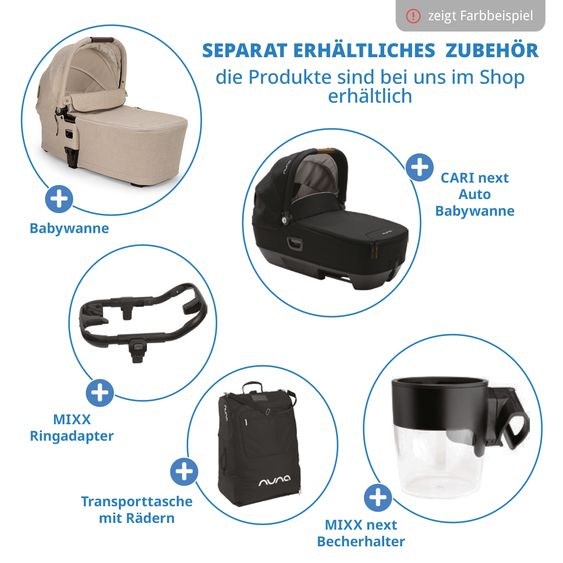 Nuna Buggy & Sportwagen MIXX next bis 22 kg mit magnetischem Gurtverschluss, umsetzbarem Allwettersitz, höhenverstellbarem Schieber, integrierter Sichtschutz inkl. Adapter, Kniedecke & Regenschutz - Biscotti