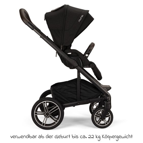 Nuna Buggy & Sportwagen MIXX next bis 22 kg mit magnetischem Gurtverschluss, umsetzbarem Allwettersitz, höhenverstellbarem Schieber, integrierter Sichtschutz inkl. Adapter, Kniedecke & Regenschutz - Caviar