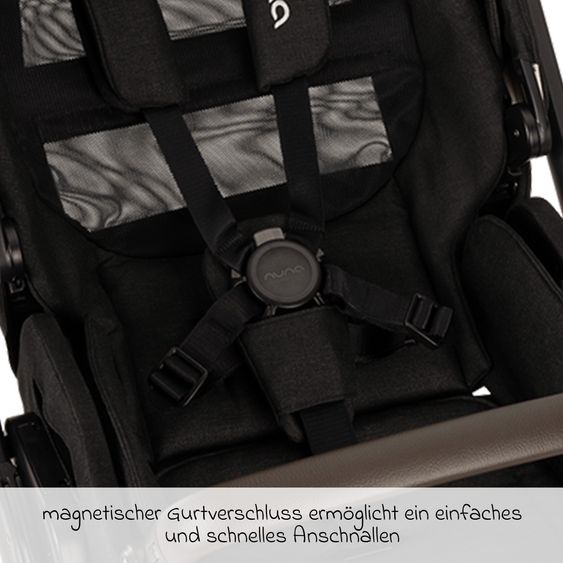 Nuna Buggy & Sportwagen MIXX next bis 22 kg mit magnetischem Gurtverschluss, umsetzbarem Allwettersitz, höhenverstellbarem Schieber, integrierter Sichtschutz inkl. Adapter, Kniedecke & Regenschutz - Caviar