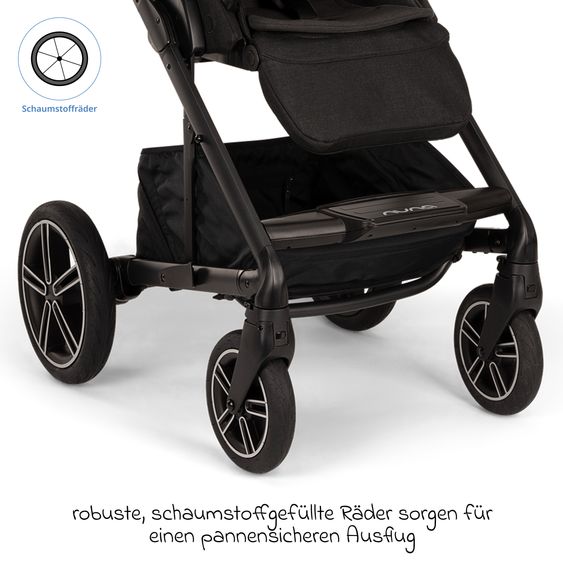 Nuna Buggy & Sportwagen MIXX next bis 22 kg mit magnetischem Gurtverschluss, umsetzbarem Allwettersitz, höhenverstellbarem Schieber, integrierter Sichtschutz inkl. Adapter, Kniedecke & Regenschutz - Caviar