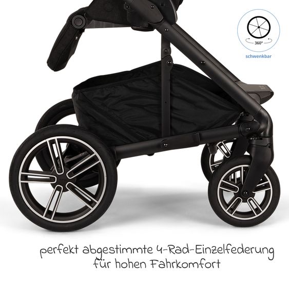 Nuna Buggy & Sportwagen MIXX next bis 22 kg mit magnetischem Gurtverschluss, umsetzbarem Allwettersitz, höhenverstellbarem Schieber, integrierter Sichtschutz inkl. Adapter, Kniedecke & Regenschutz - Caviar