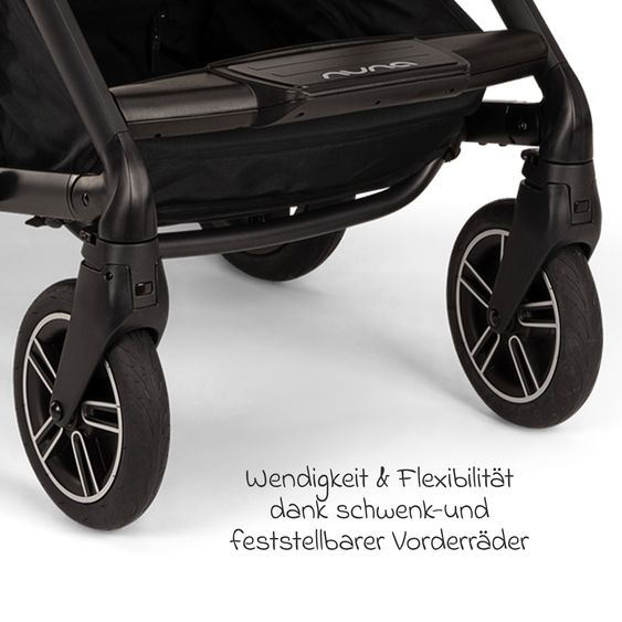 Nuna Buggy & Sportwagen MIXX next bis 22 kg mit magnetischem Gurtverschluss, umsetzbarem Allwettersitz, höhenverstellbarem Schieber, integrierter Sichtschutz inkl. Adapter, Kniedecke & Regenschutz - Caviar