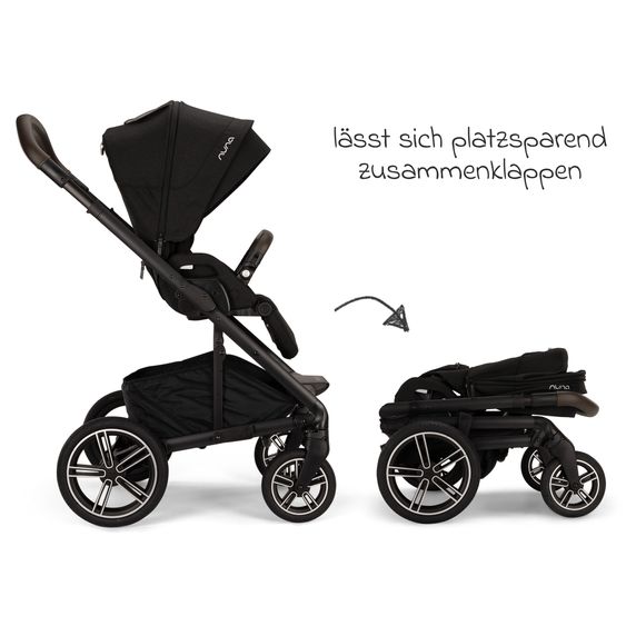 Nuna Buggy & Sportwagen MIXX next bis 22 kg mit magnetischem Gurtverschluss, umsetzbarem Allwettersitz, höhenverstellbarem Schieber, integrierter Sichtschutz inkl. Adapter, Kniedecke & Regenschutz - Caviar