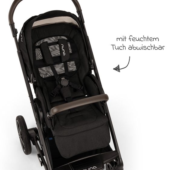 Nuna Buggy & Sportwagen MIXX next bis 22 kg mit magnetischem Gurtverschluss, umsetzbarem Allwettersitz, höhenverstellbarem Schieber, integrierter Sichtschutz inkl. Adapter, Kniedecke & Regenschutz - Caviar