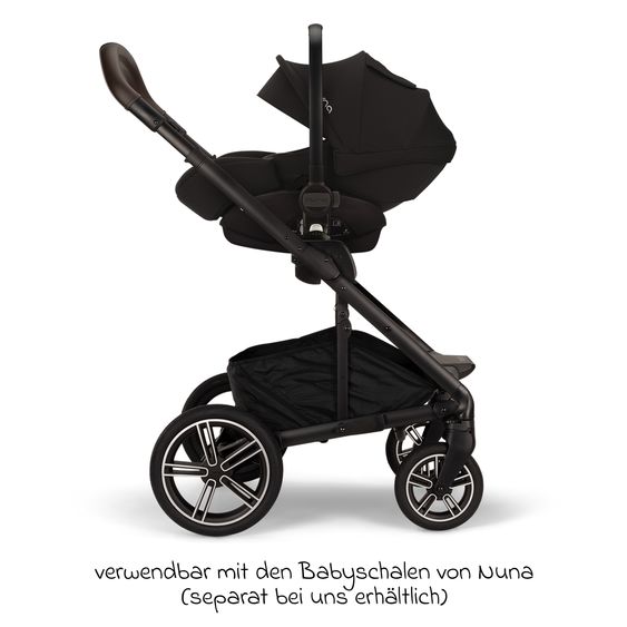 Nuna Buggy & Sportwagen MIXX next bis 22 kg mit magnetischem Gurtverschluss, umsetzbarem Allwettersitz, höhenverstellbarem Schieber, integrierter Sichtschutz inkl. Adapter, Kniedecke & Regenschutz - Caviar