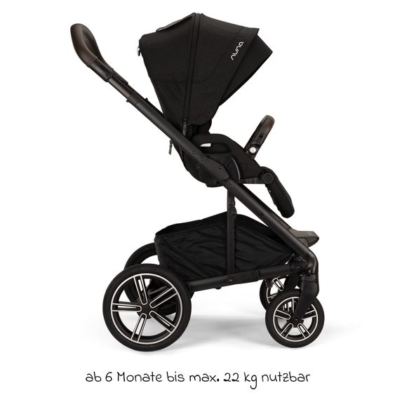 Nuna Buggy & Sportwagen MIXX next bis 22 kg mit magnetischem Gurtverschluss, umsetzbarem Allwettersitz, höhenverstellbarem Schieber, integrierter Sichtschutz inkl. Adapter, Kniedecke & Regenschutz - Caviar