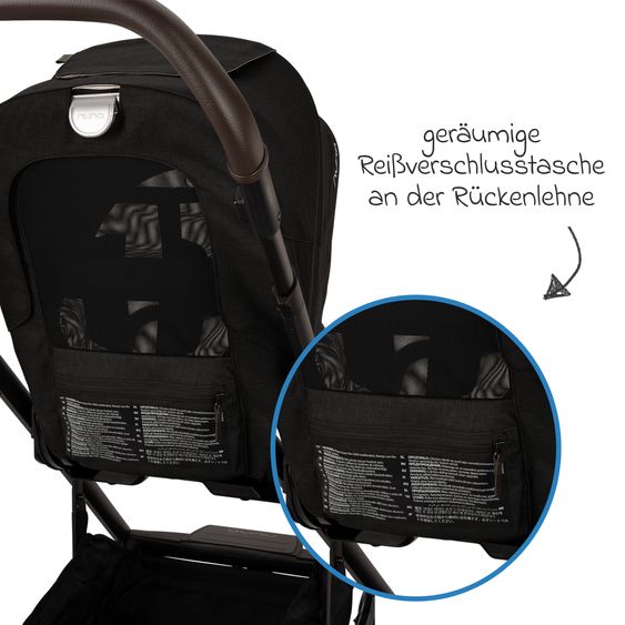 Nuna Buggy & Sportwagen MIXX next bis 22 kg mit magnetischem Gurtverschluss, umsetzbarem Allwettersitz, höhenverstellbarem Schieber, integrierter Sichtschutz inkl. Adapter, Kniedecke & Regenschutz - Caviar