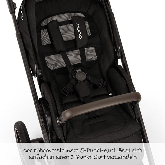 Nuna Buggy & Sportwagen MIXX next bis 22 kg mit magnetischem Gurtverschluss, umsetzbarem Allwettersitz, höhenverstellbarem Schieber, integrierter Sichtschutz inkl. Adapter, Kniedecke & Regenschutz - Caviar