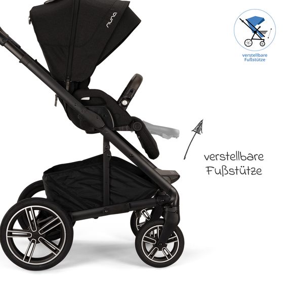 Nuna Buggy & Sportwagen MIXX next bis 22 kg mit magnetischem Gurtverschluss, umsetzbarem Allwettersitz, höhenverstellbarem Schieber, integrierter Sichtschutz inkl. Adapter, Kniedecke & Regenschutz - Caviar