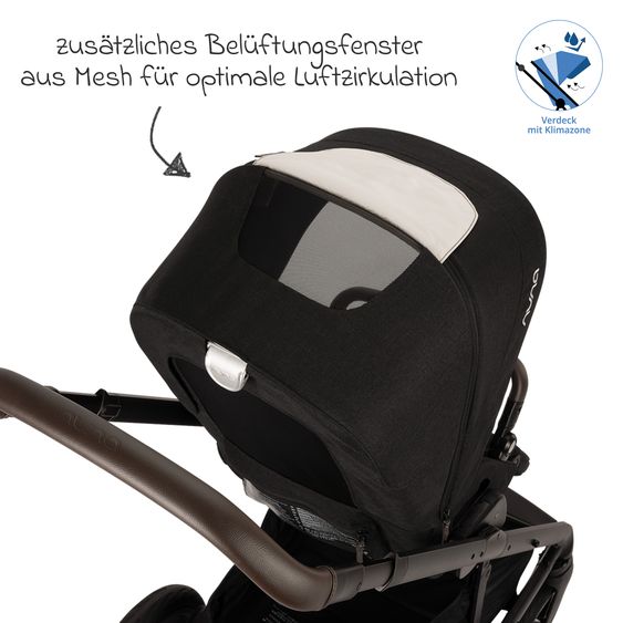 Nuna Buggy & Sportwagen MIXX next bis 22 kg mit magnetischem Gurtverschluss, umsetzbarem Allwettersitz, höhenverstellbarem Schieber, integrierter Sichtschutz inkl. Adapter, Kniedecke & Regenschutz - Caviar