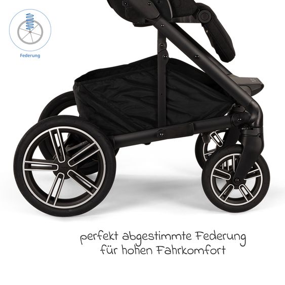 Nuna Buggy & Sportwagen MIXX next bis 22 kg mit magnetischem Gurtverschluss, umsetzbarem Allwettersitz, höhenverstellbarem Schieber, integrierter Sichtschutz inkl. Adapter, Kniedecke & Regenschutz - Caviar