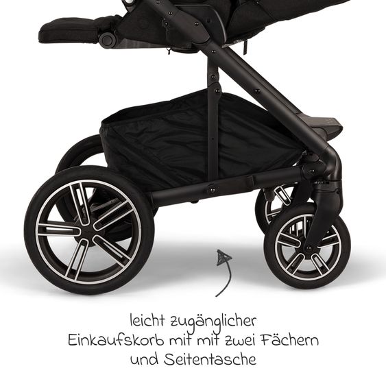 Nuna Buggy & Sportwagen MIXX next bis 22 kg mit magnetischem Gurtverschluss, umsetzbarem Allwettersitz, höhenverstellbarem Schieber, integrierter Sichtschutz inkl. Adapter, Kniedecke & Regenschutz - Caviar