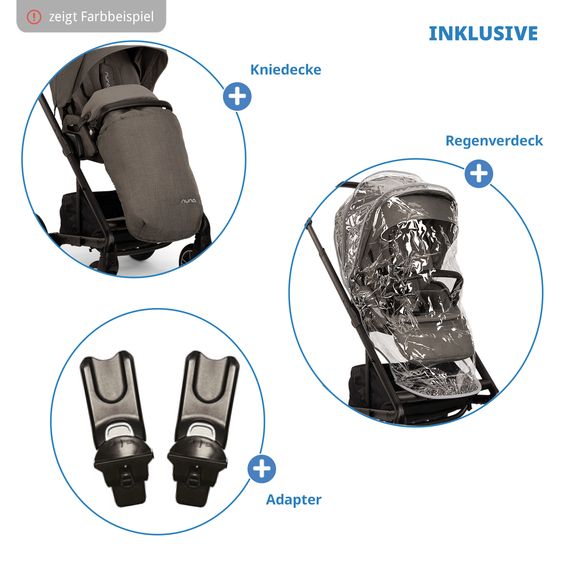Nuna Buggy & Sportwagen MIXX next bis 22 kg mit magnetischem Gurtverschluss, umsetzbarem Allwettersitz, höhenverstellbarem Schieber, integrierter Sichtschutz inkl. Adapter, Kniedecke & Regenschutz - Caviar