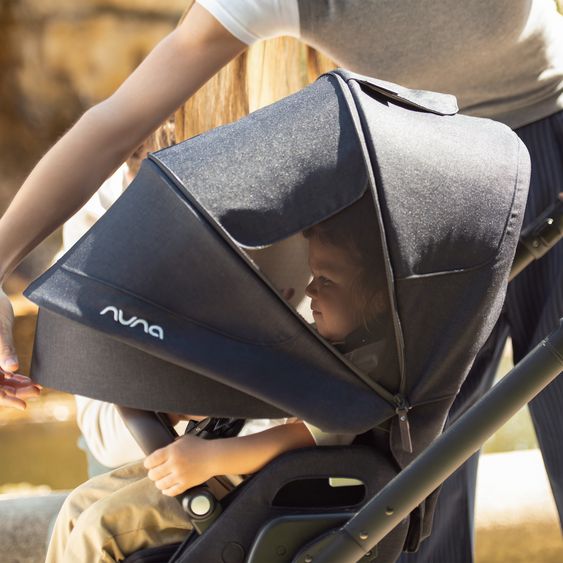 Nuna Buggy & Sportwagen MIXX next bis 22 kg mit magnetischem Gurtverschluss, umsetzbarem Allwettersitz, höhenverstellbarem Schieber, integrierter Sichtschutz inkl. Adapter, Kniedecke & Regenschutz - Caviar
