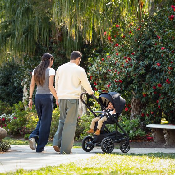 Nuna Buggy & Sportwagen MIXX next bis 22 kg mit magnetischem Gurtverschluss, umsetzbarem Allwettersitz, höhenverstellbarem Schieber, integrierter Sichtschutz inkl. Adapter, Kniedecke & Regenschutz - Caviar