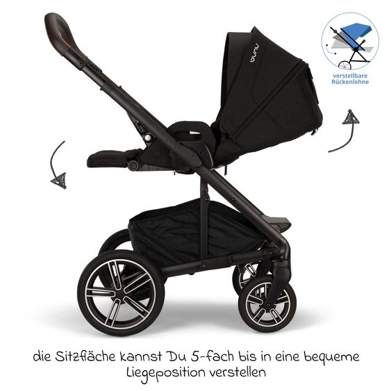 Nuna Buggy & Sportwagen MIXX next bis 22 kg mit magnetischem Gurtverschluss, umsetzbarem Allwettersitz, höhenverstellbarem Schieber, integrierter Sichtschutz inkl. Adapter, Kniedecke & Regenschutz - Caviar